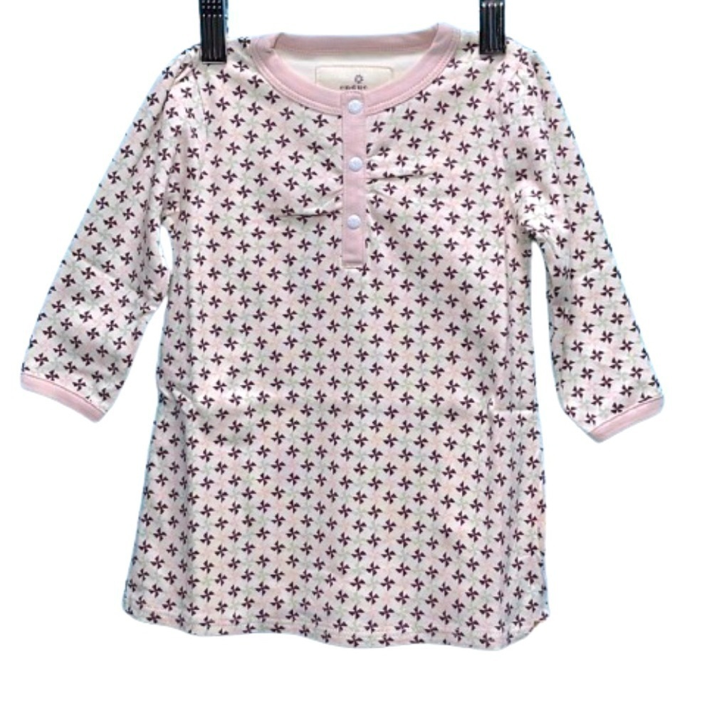 ENDUE Organic Pima Cotton Designer Soft Pink Purple Dress Piece 12-18m New